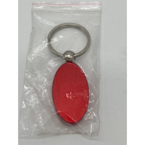 Red Oval Metal Keychain With Silver Ring Durable Design Great For Keys Or Gifts - Picture 2 of 3